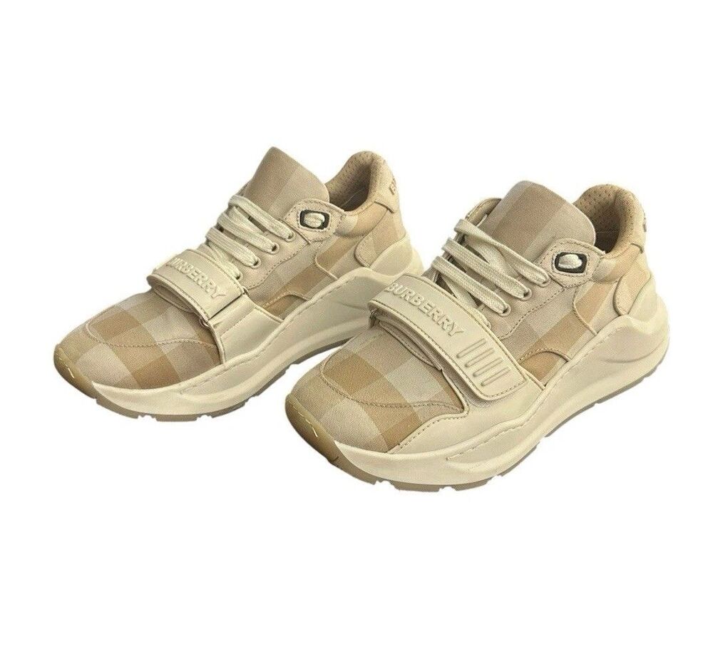 Burberry Ramsey Low Top Check Lace Up Womens Athletic Sneakers Beige Sz 36 US 6